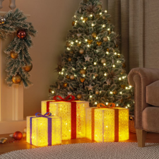 vidaXL 3 db 64 LED-es meleg fehér karácsonyi ajándékdoboz-lámpa karácsonyfa izzósor