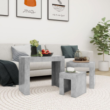 vidaXL 3 db betonszürke forgácslap rakásolható dohányzóasztal bútor
