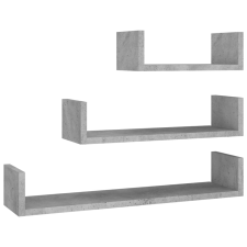 vidaXL 3 db betonszürke szerelt fa fali bemutatópolc (800202) bútor