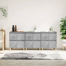 vidaXL 3 db betonszürke szerelt fa tálalószekrény 60 x 35 x 70 cm bútor