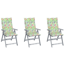 vidaXL 3 db dönthető tömör akácfa kerti szék párnával kerti bútor