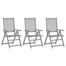 vidaXL 3 db dönthető tömör akácfa kerti szék párnával (3064738) kerti bútor
