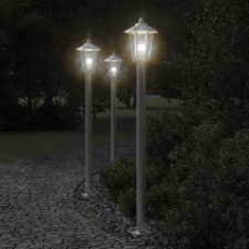 vidaXL 3 db ezüstszínű rozsdamentes acél kültéri állólámpa 120 cm kültéri világítás