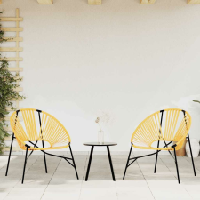 vidaXL 3 db fekete és sárga polyrattan kerti szék szett kerti bútor