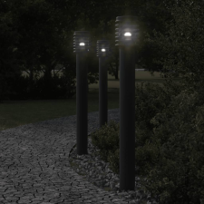 vidaXL 3 db fekete rozsdamentes acél kültéri állólámpa aljzattal 110cm kültéri világítás