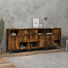 vidaXL 3 db füstös tölgy színű szerelt fa tálalószekrény 60x35x70 cm bútor