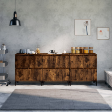 vidaXL 3 db füstös tölgy színű szerelt fa tálalószekrény 60x35x70 cm bútor