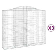 vidaXL 3 db íves horganyzott vas gabion kosár 200x30x160/180 cm (3145494) kerti tárolás