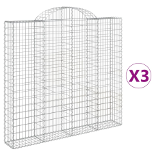 vidaXL 3 db íves horganyzott vas gabion kosár 200x30x180/200 cm kerti tárolás
