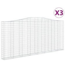 vidaXL 3 db íves horganyzott vas gabion kosár 200x30x180/200 cm (3145879) kerti tárolás