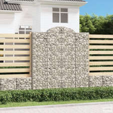 vidaXL 3 db íves horganyzott vas gabion kosár 200x30x220/240 cm kerti tárolás