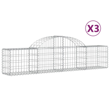 vidaXL 3 db íves horganyzott vas gabion kosár 200x30x40/60 cm (3146048) kerti tárolás