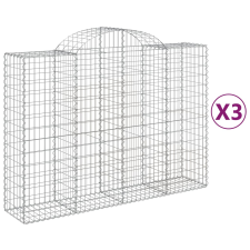 vidaXL 3 db íves horganyzott vas gabion kosár 200x50x140/160 cm (3146363) kerti tárolás