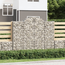 vidaXL 3 db íves horganyzott vas gabion kosár 200x50x160/180 cm kerti dekoráció