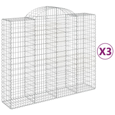 vidaXL 3 db íves horganyzott vas gabion kosár 200x50x160/180 cm (3146384) kerti tárolás