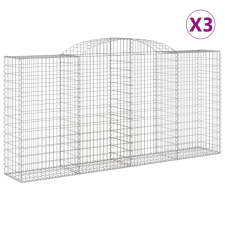 vidaXL 3 db íves horganyzott vas gabion kosár 300x50x140/160 cm (3146738) kerti tárolás