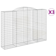 vidaXL 3 db íves horganyzott vas gabion kosár 300x50x200/220 cm (3146792) kerti tárolás