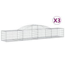vidaXL 3 db íves horganyzott vas gabion kosár 300x50x40/60 cm (3146648) kerti tárolás