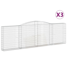 vidaXL 3 db íves horganyzott vas gabion kosár 400x30x120/140 cm (3146880) kerti tárolás