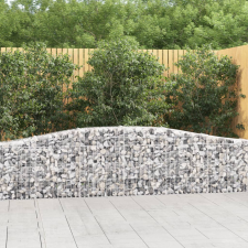 vidaXL 3 db íves horganyzott vas gabion kosár 400x30x60/80 cm kerti dekoráció