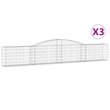 vidaXL 3 db íves horganyzott vas gabion kosár 400x30x60/80 cm (3146841) kerti tárolás