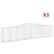 vidaXL 3 db íves horganyzott vas gabion kosár 400x30x80/100 cm (3145814) kerti tárolás