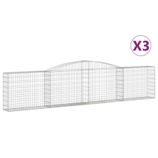 vidaXL 3 db íves horganyzott vas gabion kosár 400x30x80/100 cm (3146854) kerti tárolás