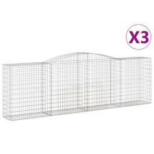 vidaXL 3 db íves horganyzott vas gabion kosár 400x50x120/140 cm (3147010) kerti tárolás