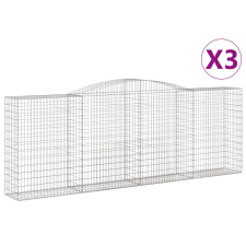vidaXL 3 db íves horganyzott vas gabion kosár 400x50x140/160 cm (3147023) kerti tárolás