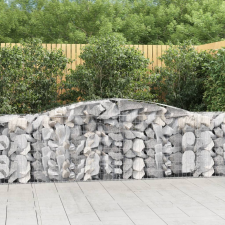 vidaXL 3 db íves horganyzott vas gabion kosár 400x50x80/100 cm kerti dekoráció