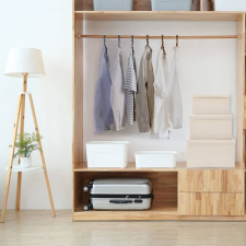 vidaXL 3 db krémszínű szövet rakásolható tárolódoboz bútor