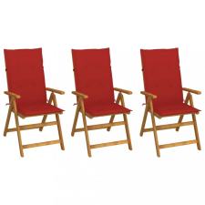 vidaXL 3 db összecsukható tömör akácfa kerti szék párnával kerti bútor