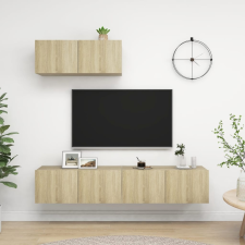 vidaXL 3 db sonoma-tölgyszínű forgácslap TV-szekrény bútor