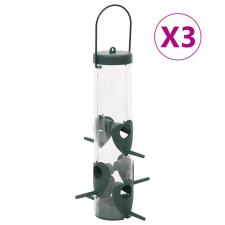 vidaXL 3 db sötétzöld madáretető 17 x 17 x 32 cm etető, itató madaraknak