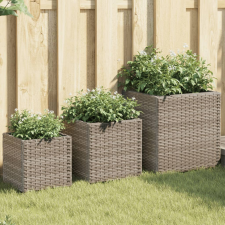 vidaXL 3 db szürke polyrattan kerti ültetőláda kerti tárolás