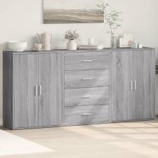 vidaXL 3 db szürke sonoma színű szerelt fa tálalószekrény 60x31x84 cm bútor
