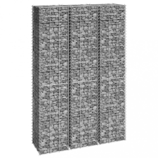 vidaXL 3 db vas gabion magaságyás 30 x 30 x 150 cm kerti dekoráció