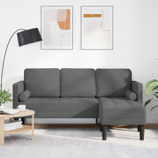 vidaXL 3-Fős L-Alakú Kanapé Sötétszürke 160 cm Szövet bútor