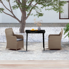 vidaXL 3 részes barna kerti étkezőgarnitúra párnákkal kerti bútor