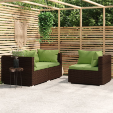 vidaXL 3-részes barna polyrattan kerti bútorszett párnákkal kerti bútor