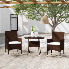 vidaXL 3 részes barna polyrattan kerti étkezőgarnitúra kerti bútor