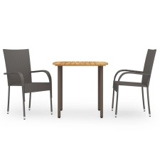 vidaXL 3 részes barna polyrattan kerti étkezőgarnitúra (3072481) kerti bútor
