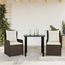 vidaXL 3 részes barna polyrattan kerti étkezőgarnitúra párnával kerti bútor