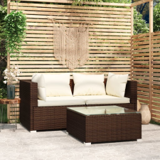 vidaXL 3 részes barna polyrattan kerti ülőgarnitúra párnákkal kerti bútor