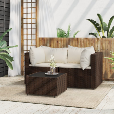 vidaXL 3 részes barna polyrattan kerti ülőgarnitúra párnával kerti bútor