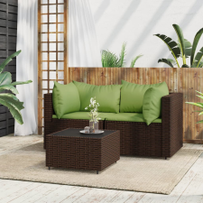 vidaXL 3 részes barna polyrattan kerti ülőgarnitúra párnával kerti bútor