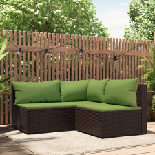 vidaXL 3 részes barna polyrattan kerti ülőgarnitúra párnával kerti bútor