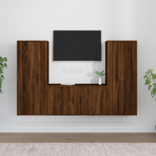 vidaXL 3 részes barna tölgy színű szerelt fa TV-szekrényszett bútor