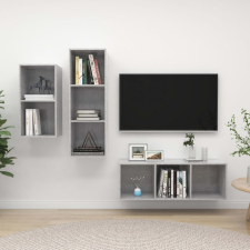 vidaXL 3 részes betonszürke forgácslap TV-szekrény szett bútor