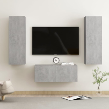 vidaXL 3 részes betonszürke forgácslap TV-szekrényszett bútor
